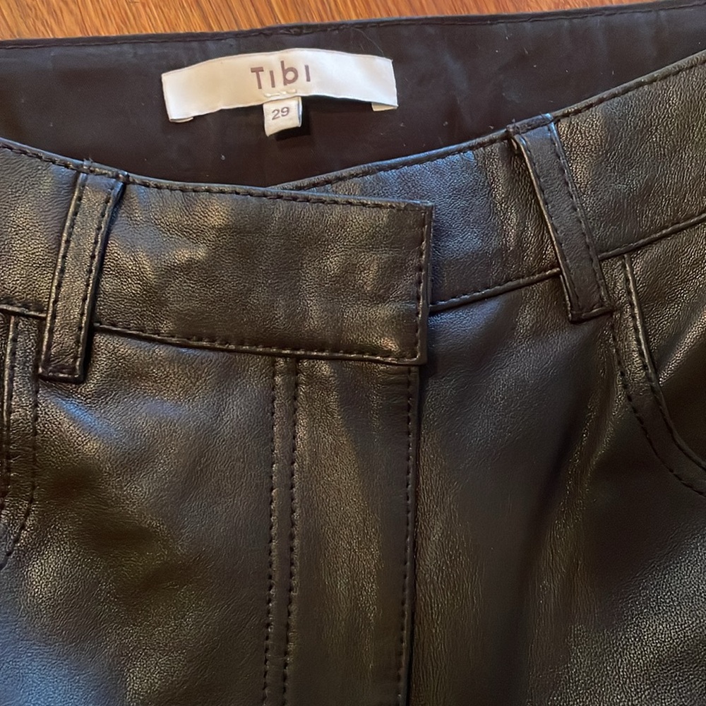 TIBI Bkack Leather Sid Pant - Picture 3 of 5